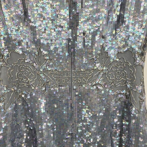 Revolve Needle & Thread Dress Dust Lace Mini Sequined Formal Sheath Dust Blue 10 - Picture 8 of 16